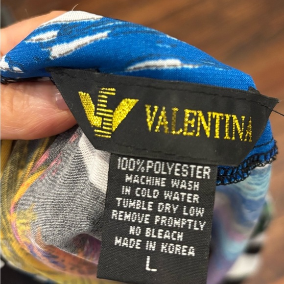 Valentina Designer V Neck Colorsplash Striped Tank W/ Embellishments Sz L - Picture 5 of 5